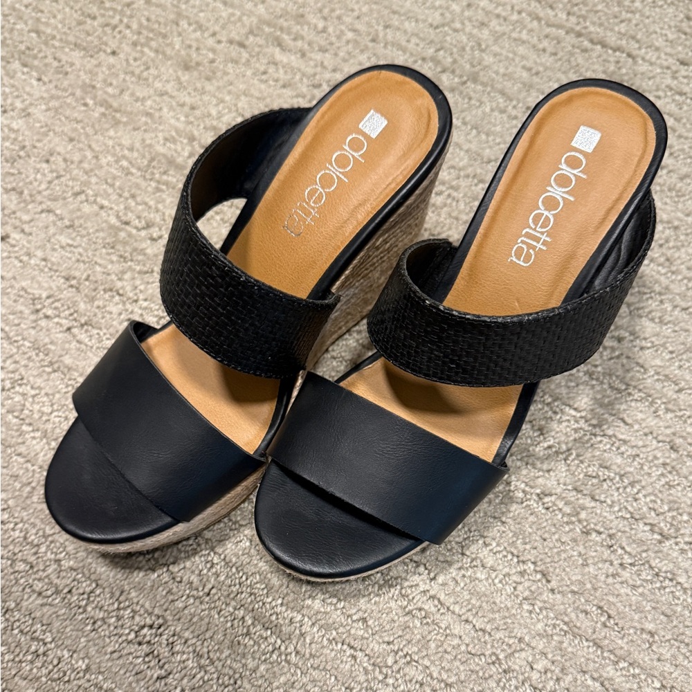Aldoetta Black Wedge Sandals